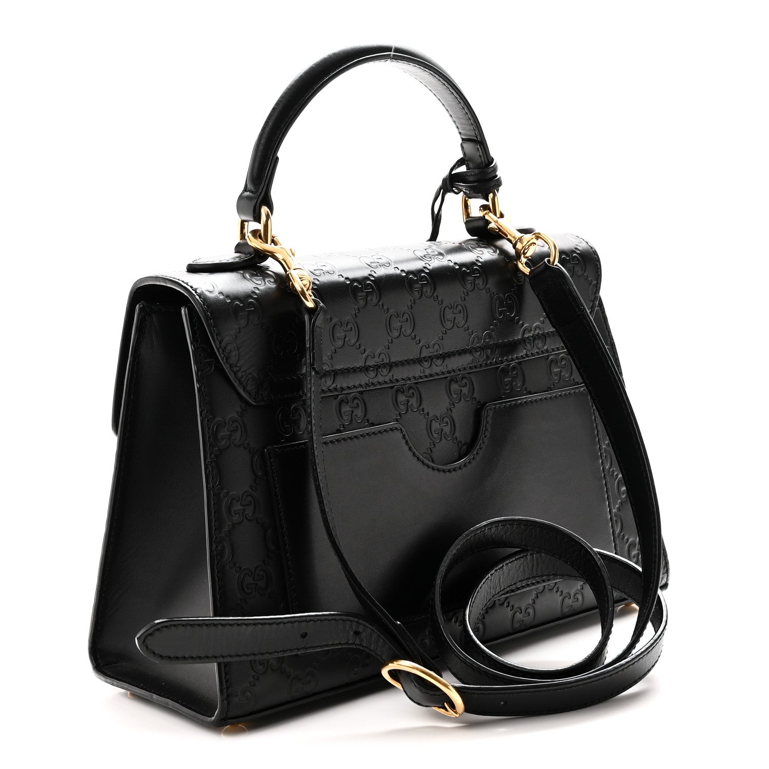 Gucci Guccissima Signature Small Padlock Top Handle Bag Black Black 3 of 10