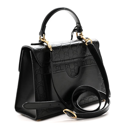 Gucci Guccissima Signature Small Padlock Top Handle Bag Black Black 3 of 10
