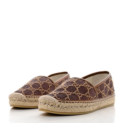 Gucci Lame Nappa GG Monogram Espadrilles 39 Brown Beige Light Bronze 3 of 10