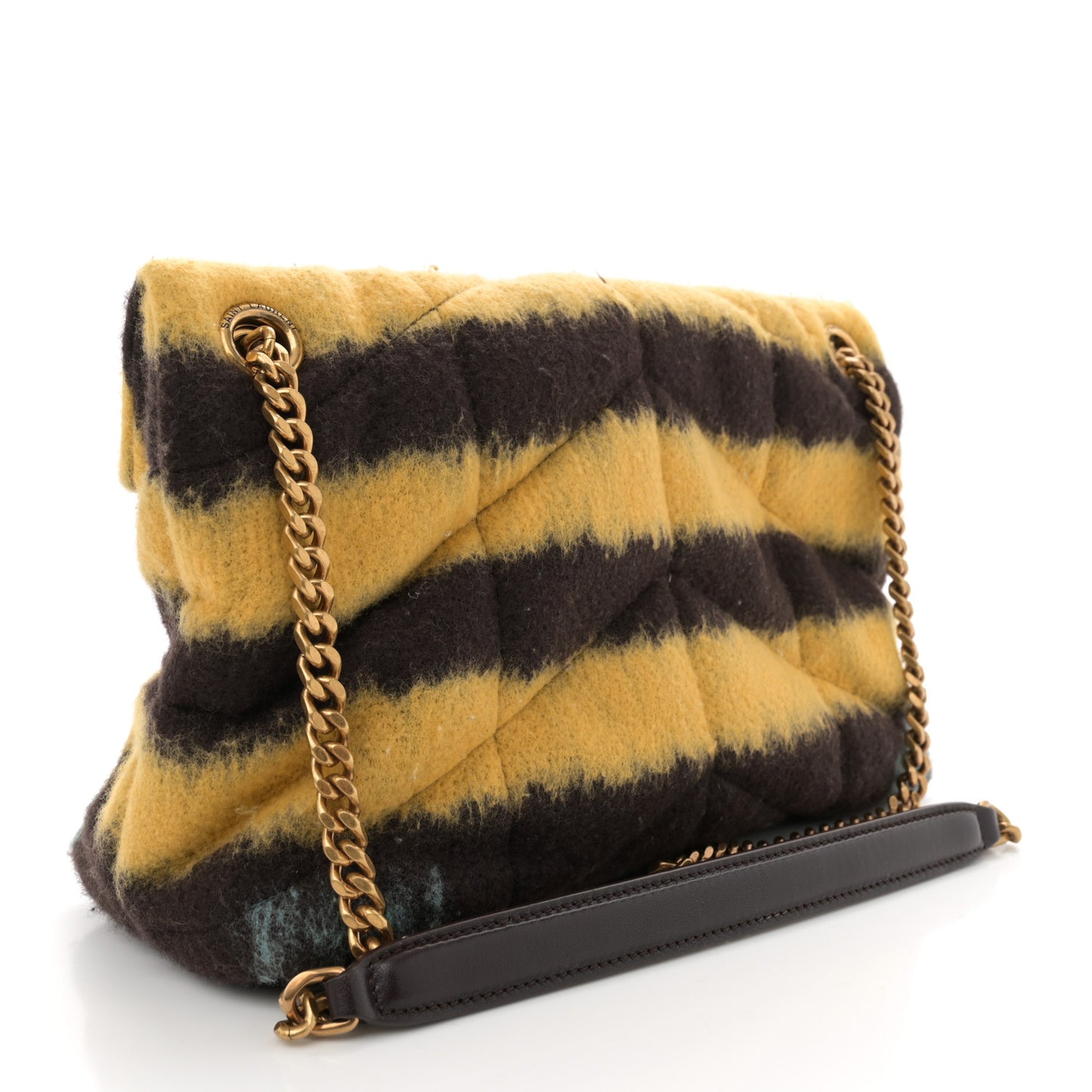 Tie Dye Wool Quilted Small Loulou Puffer Monogram Chain Satchel Yellow Pacific Blue Dark Pecan