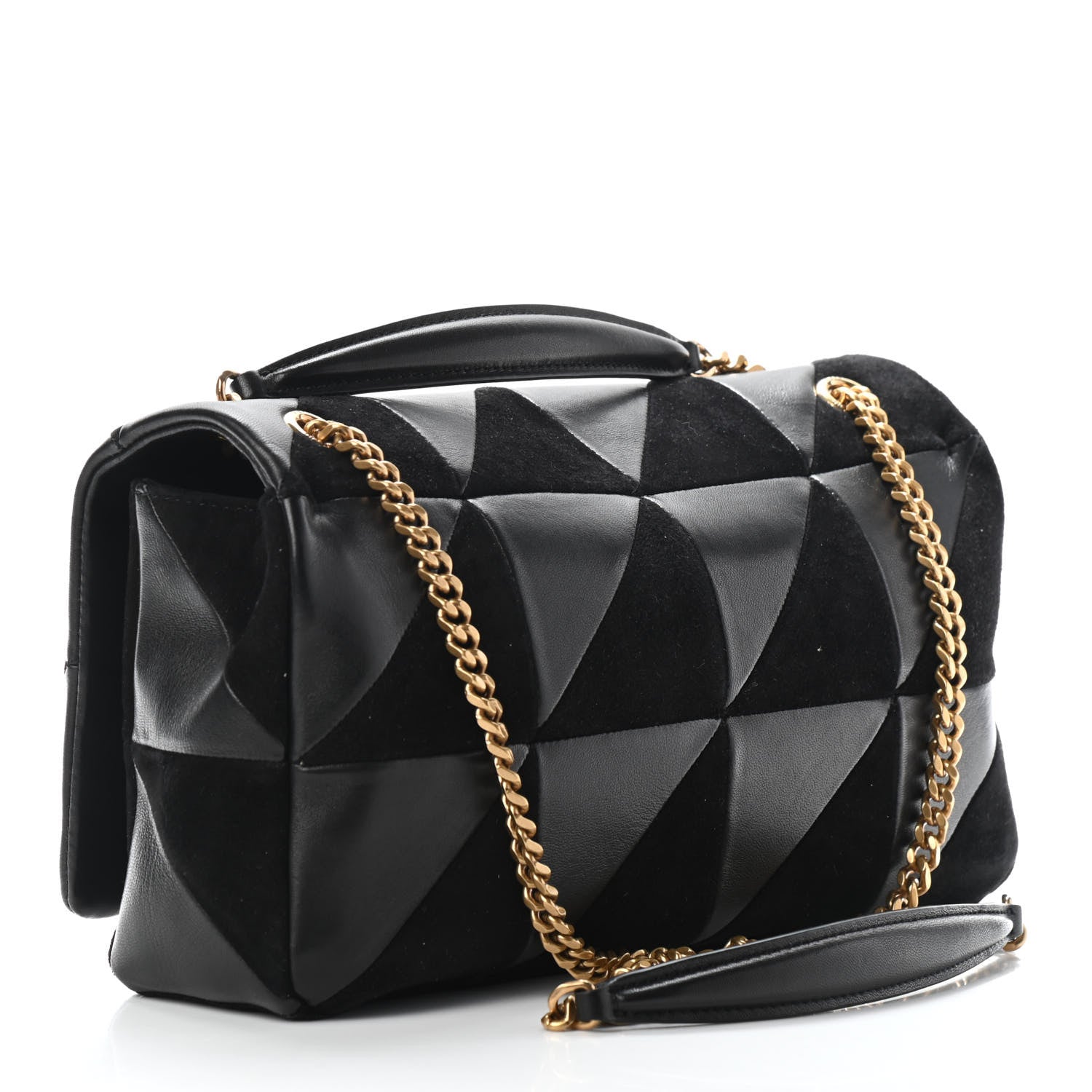 Saint Laurent Lambskin Suede Patchwork Monogram Medium Jamie Black 3 of 9