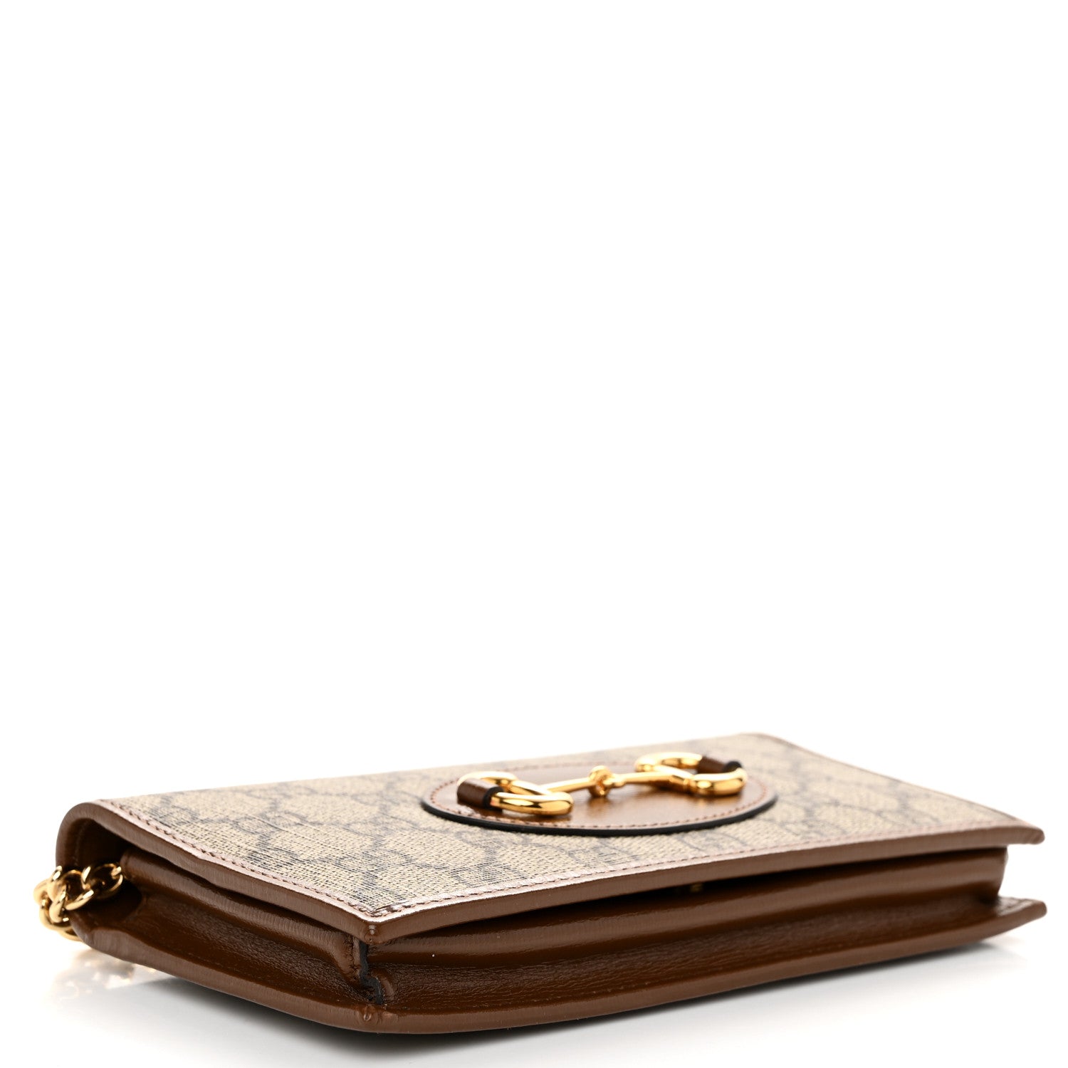 Gucci GG Supreme Monogram Azalea Calfskin Horsebit 1955 Wallet On Chain Beige Ebony Brown Sugar 4 of 11