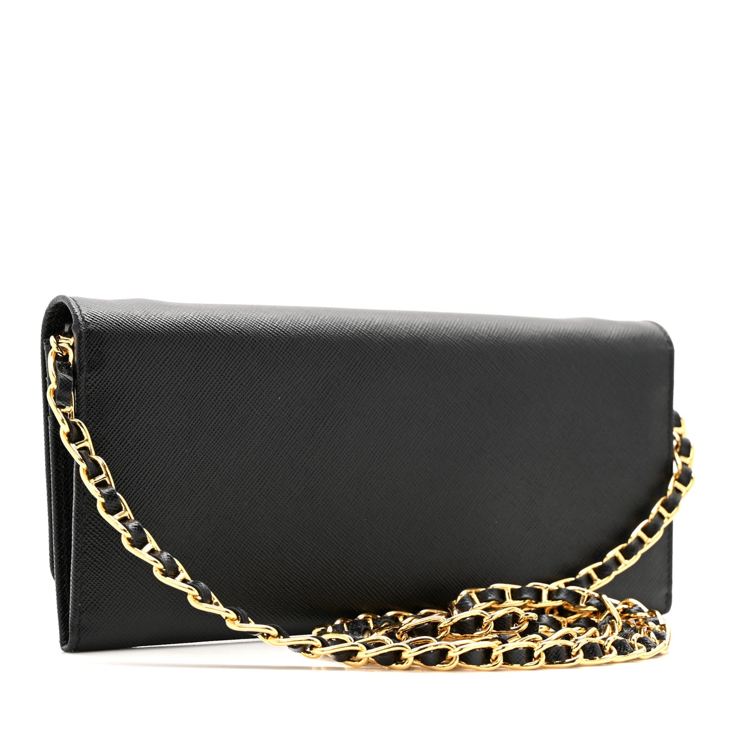 Saffiano Metal Oro Chain Wallet Black