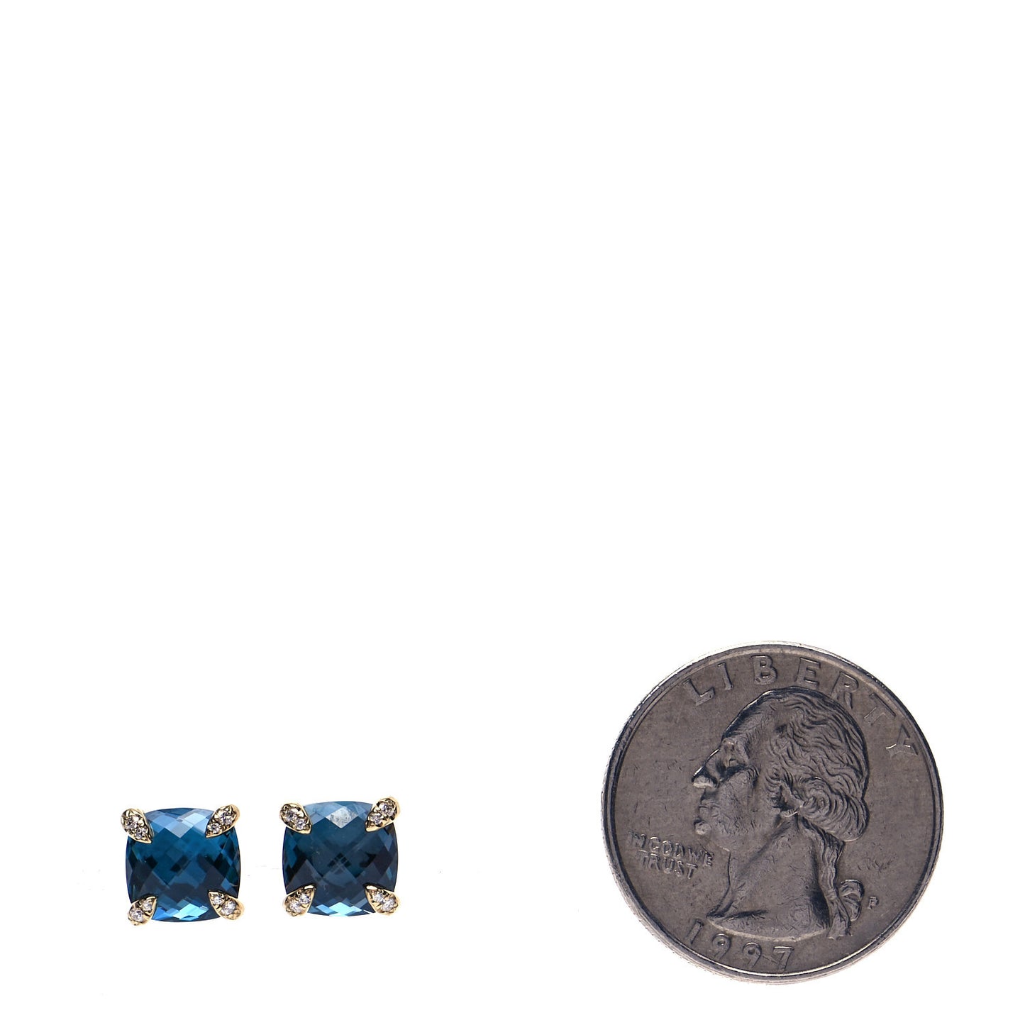 18K Yellow Gold Hampton Blue Topaz Diamond Chatelaine Earrings