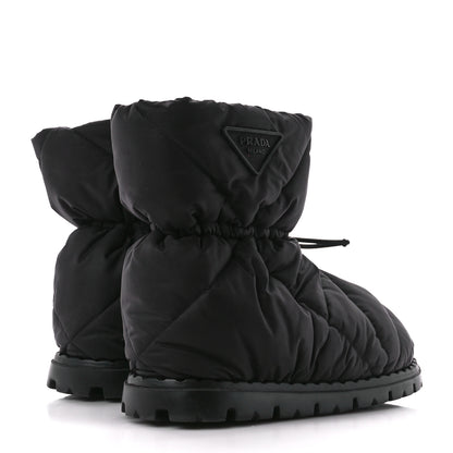 Prada Re-Nylon Piuma Triangle Logo Padded Drawcord Snow Boots 38.5 Black 4 of 8