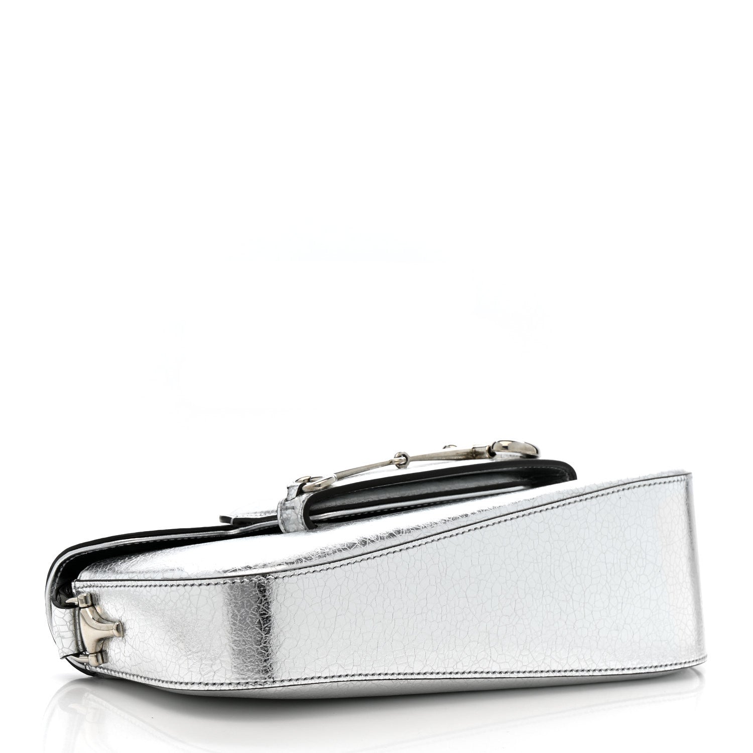Gucci Metallic Demetra Small Horsebit 1955 Asymmetric Shoulder Bag Silver 4 of 10