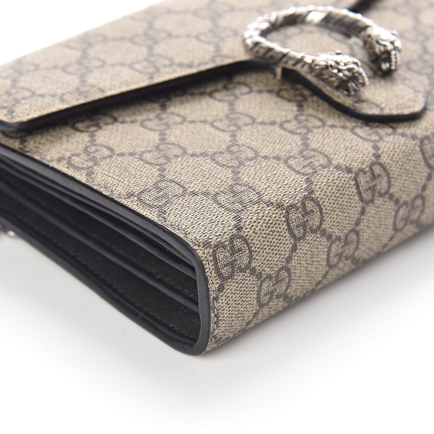 GG Supreme Monogram Mini Dionysus Chain Wallet Beige Black
