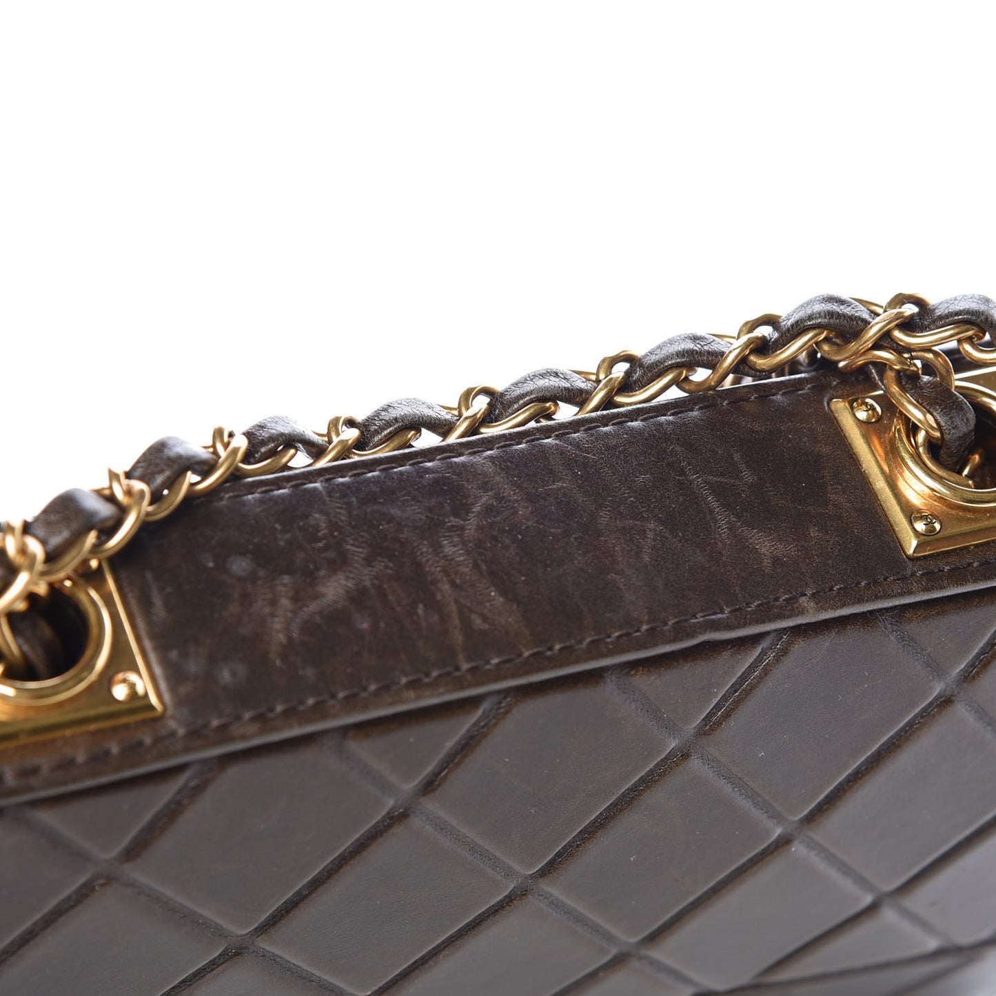Calfskin Embossed Medium Flap Brown