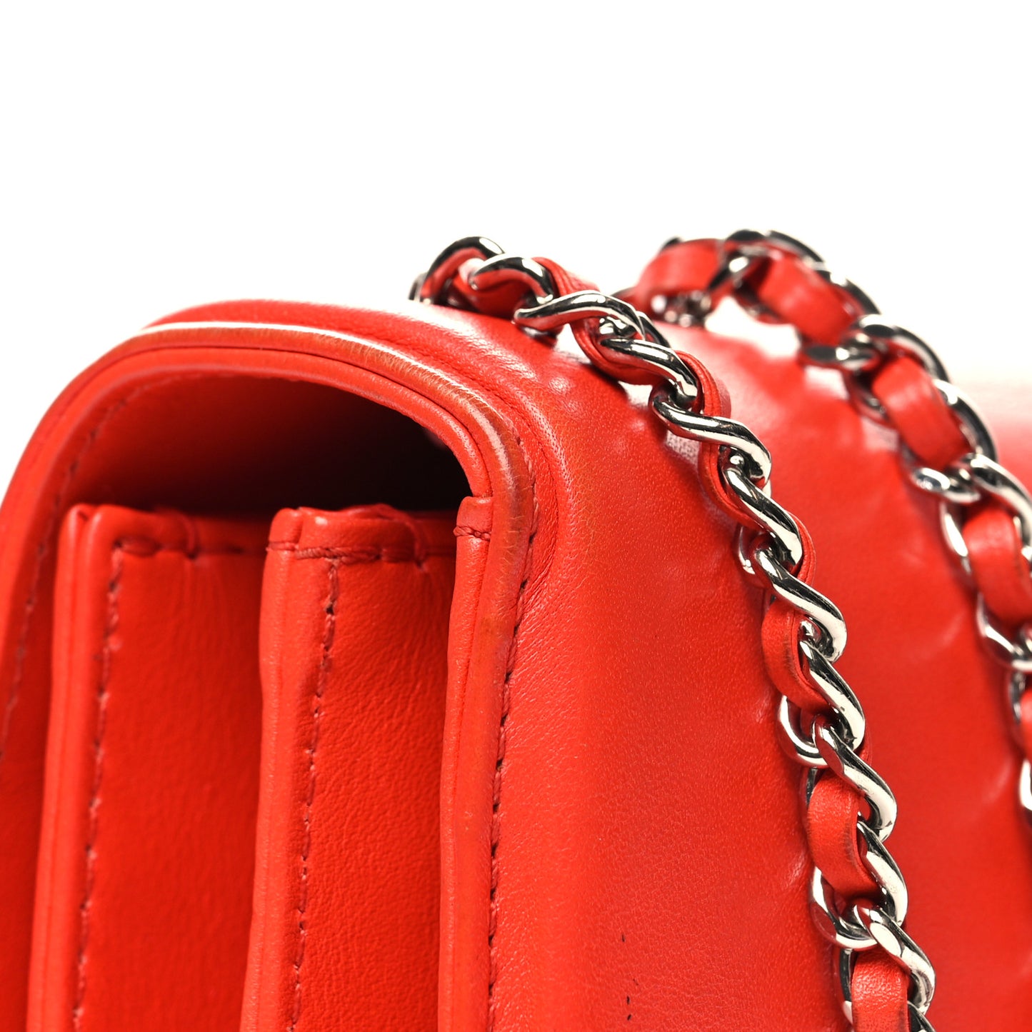Calfskin Braided Small Chic Flap Red