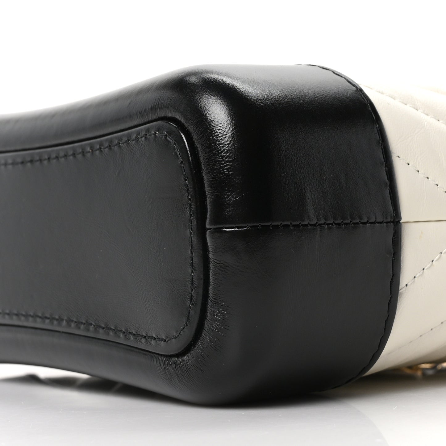 Aged Calfskin Chevron Quilted Small Gabrielle Hobo Black White