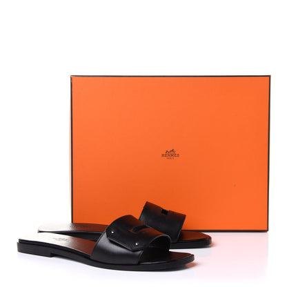 Hermes Calfskin View Sandals 37.5 Black 10 of 10