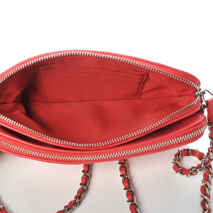 Chanel Caviar Chevron Quilted Small Clutch With Chain Light Red 7 of 11