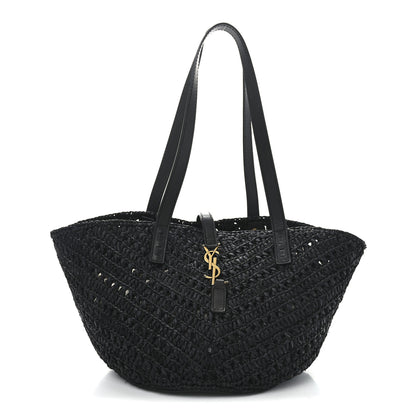 Saint Laurent Raffia Calfskin Small Panier Tote Black 1 of 10