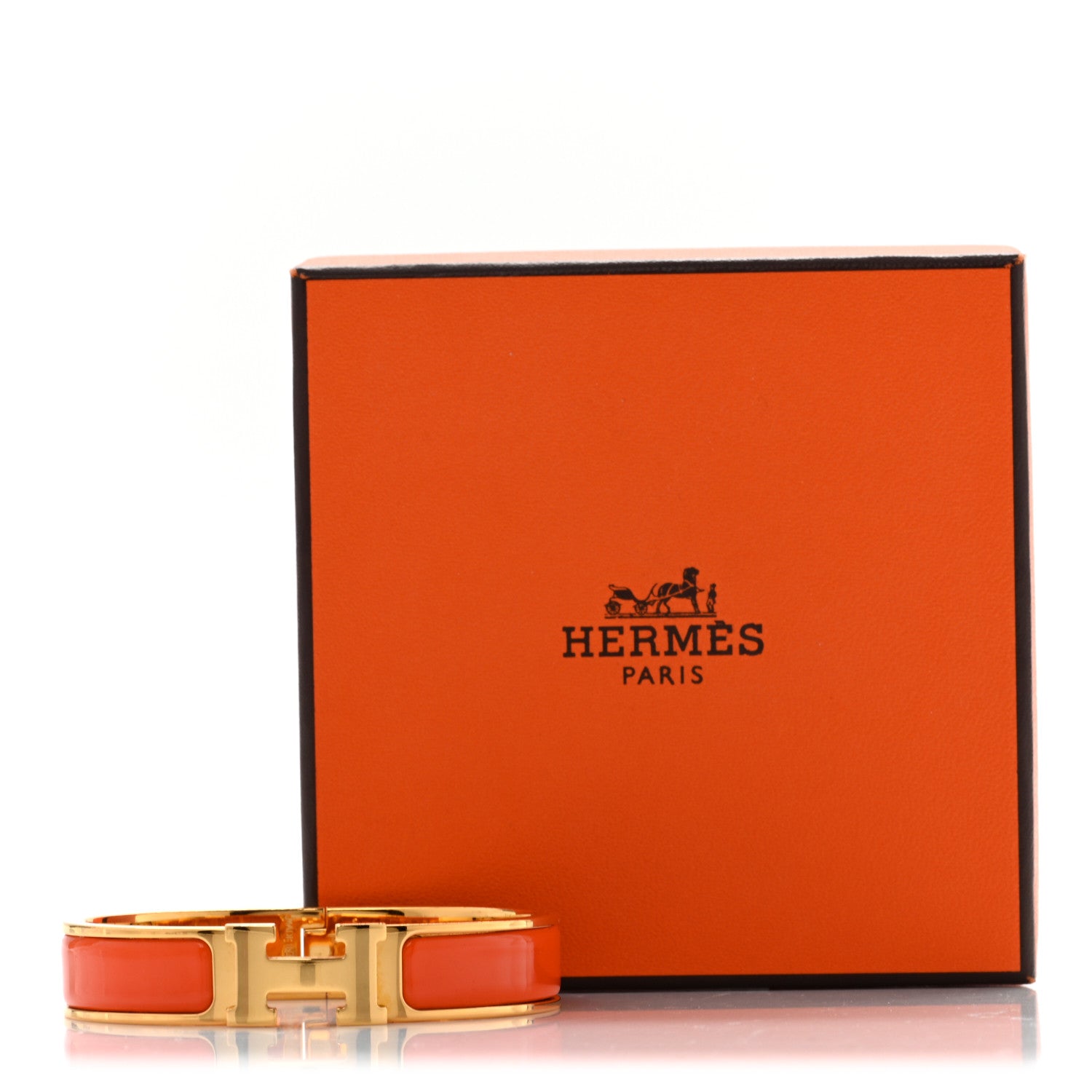 Hermes Enamel Narrow Clic Clac H Bracelet PM Orange 5 of 5