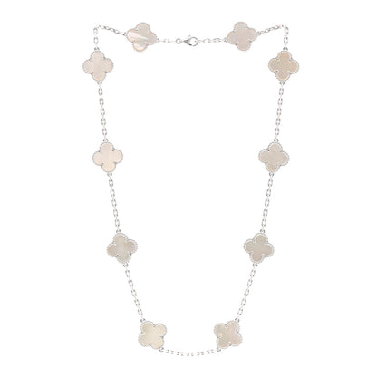 Van Cleef & Arpels 18K White Gold Mother of Pearl 10 Motifs Vintage Alhambra Necklace 3 of 7