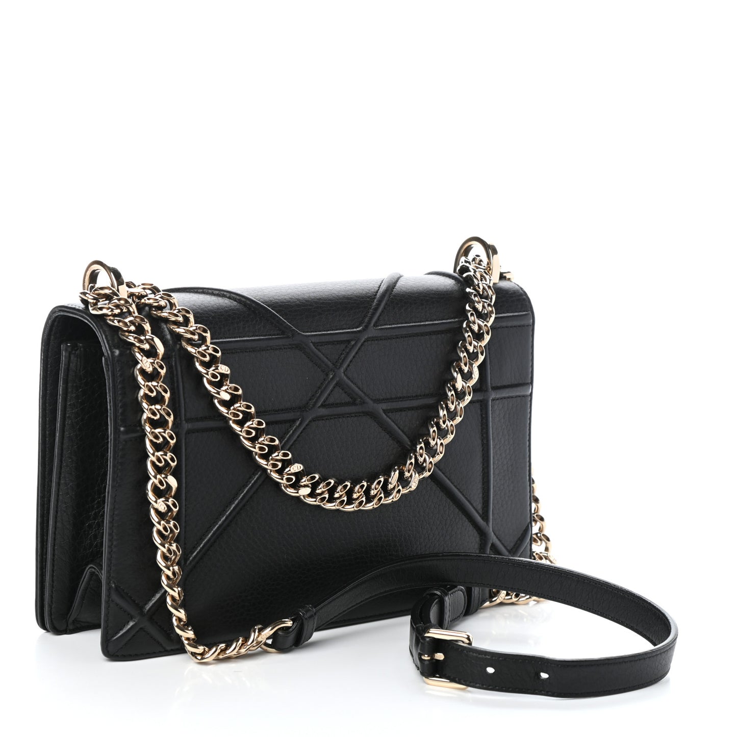 Grained Calfskin Medium Diorama Flap Bag Black