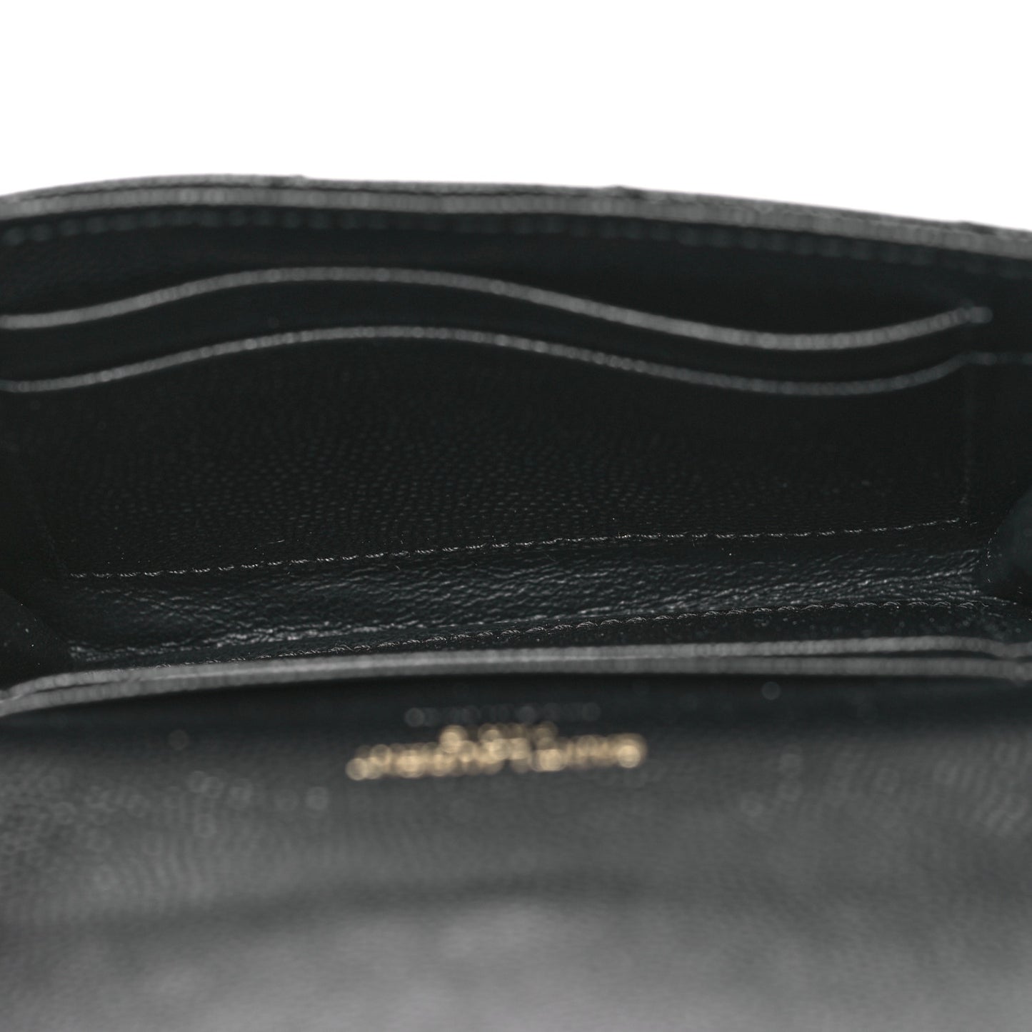Grain De Poudre Matelasse Chevron Small Monogram Envelope Wallet Black