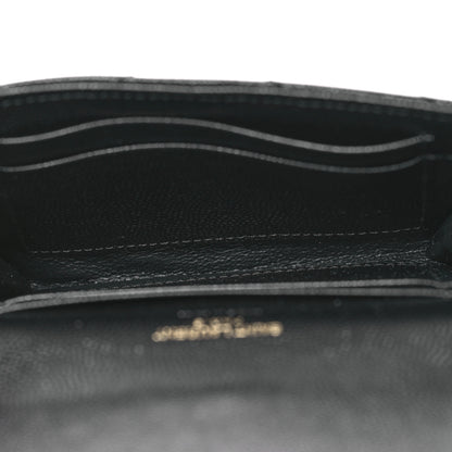 Saint Laurent Grain De Poudre Matelasse Chevron Small Monogram Envelope Wallet Black 5 of 11