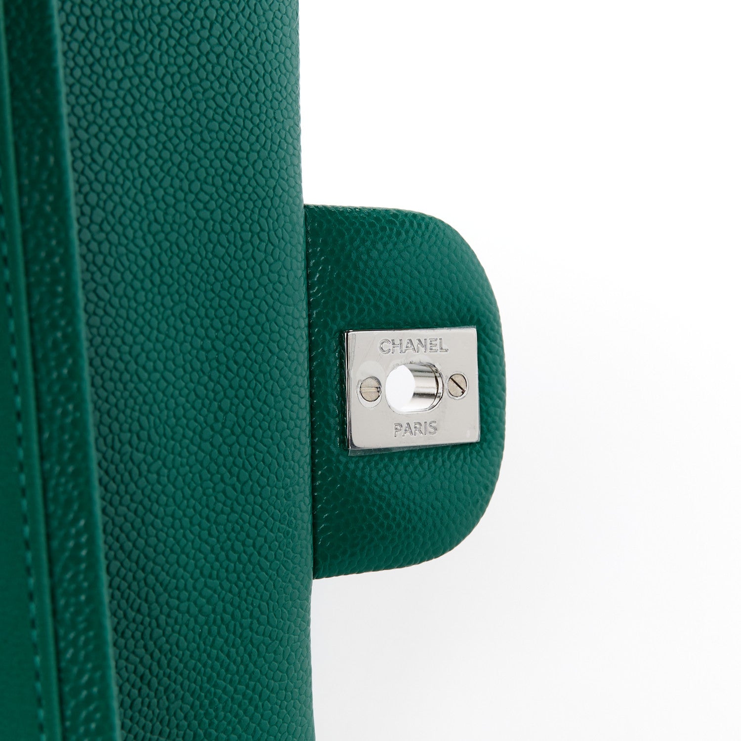 Chanel Caviar Quilted Medium Double Flap Green 7 of 12