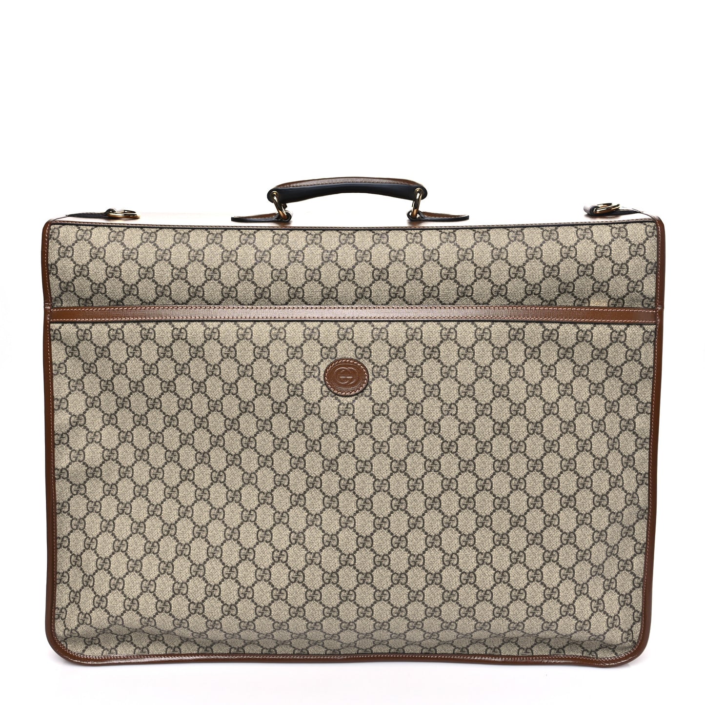 GG Supreme Monogram Azalea Calfskin Retro Interlocking G Garment Bag Beige Ebony Brown Sugar