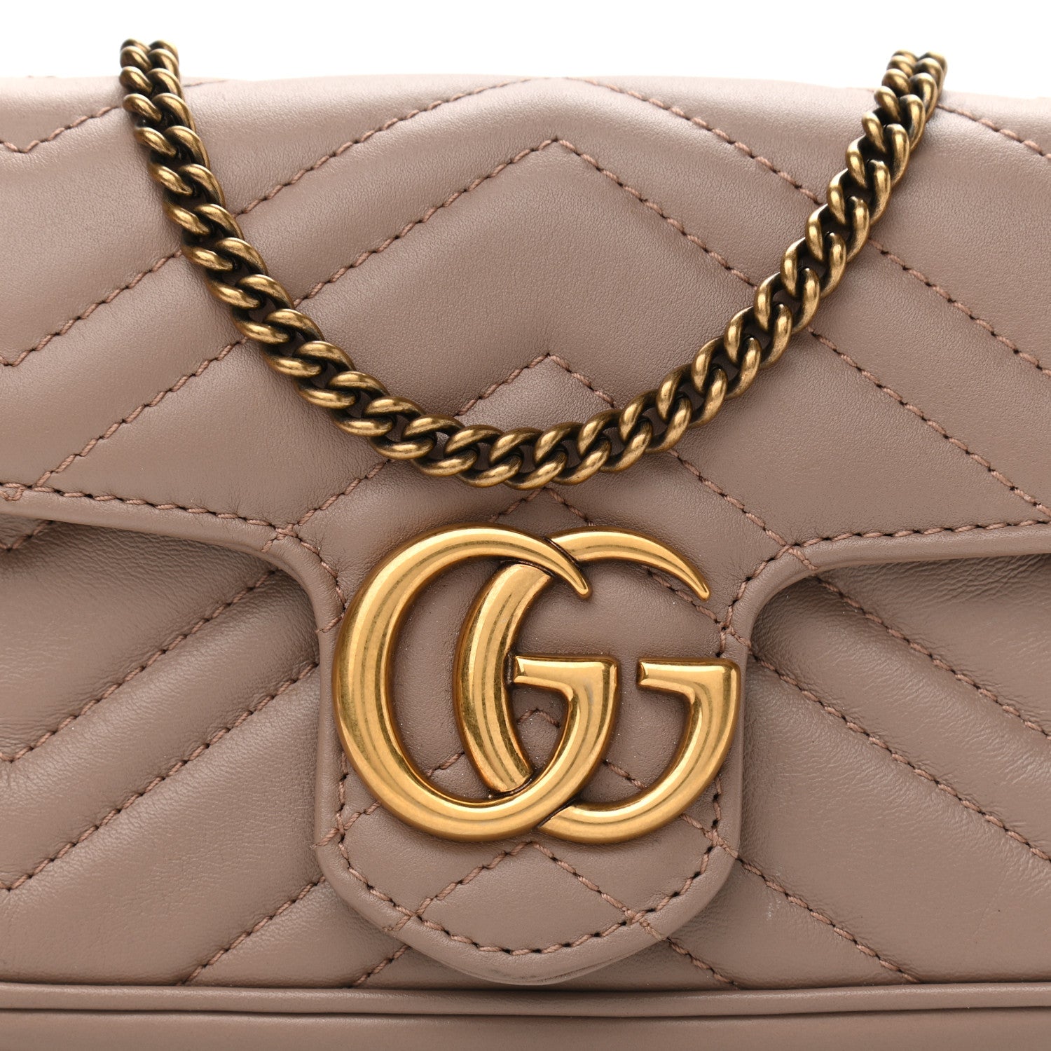 Gucci Calfskin Matelasse Super Mini GG Marmont Shoulder Bag Porcelain Rose 8 of 11