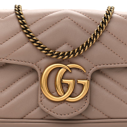 Gucci Calfskin Matelasse Super Mini GG Marmont Shoulder Bag Porcelain Rose 8 of 11