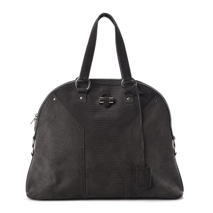 Saint Laurent Nubuck Lizard Embossed Oversized Muse Grey 1 of 12