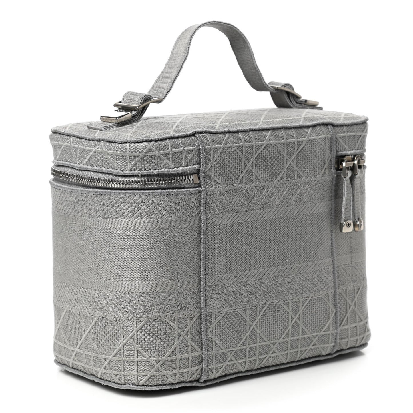 Canvas Embroidered Cannage Diortravel Vanity Case Grey
