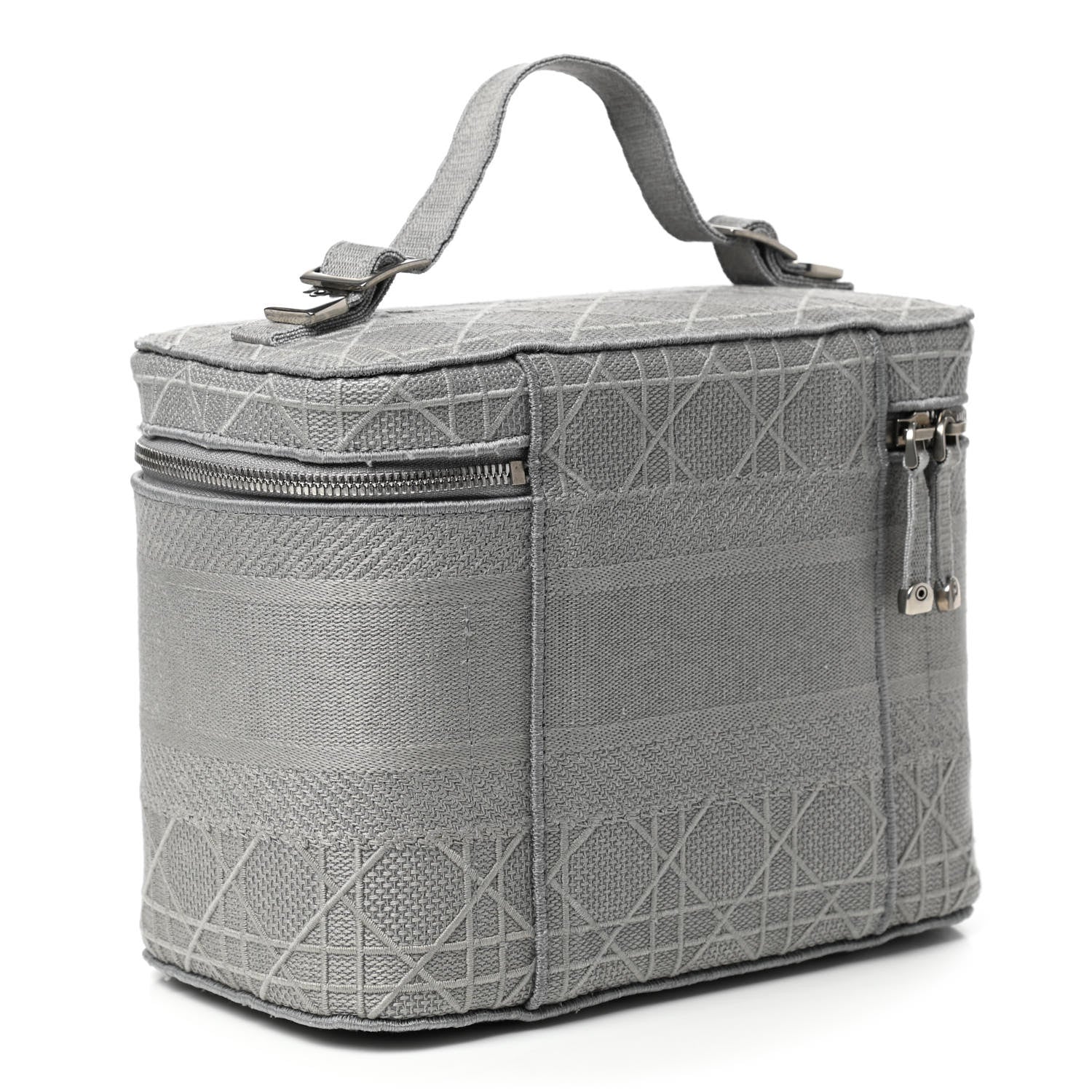 Christian Dior Canvas Embroidered Cannage Diortravel Vanity Case Grey 3 of 8