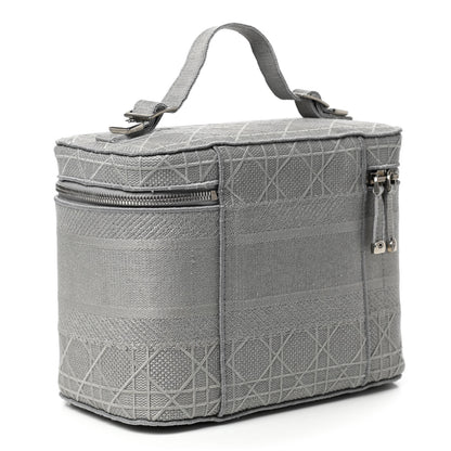 Christian Dior Canvas Embroidered Cannage Diortravel Vanity Case Grey 3 of 8