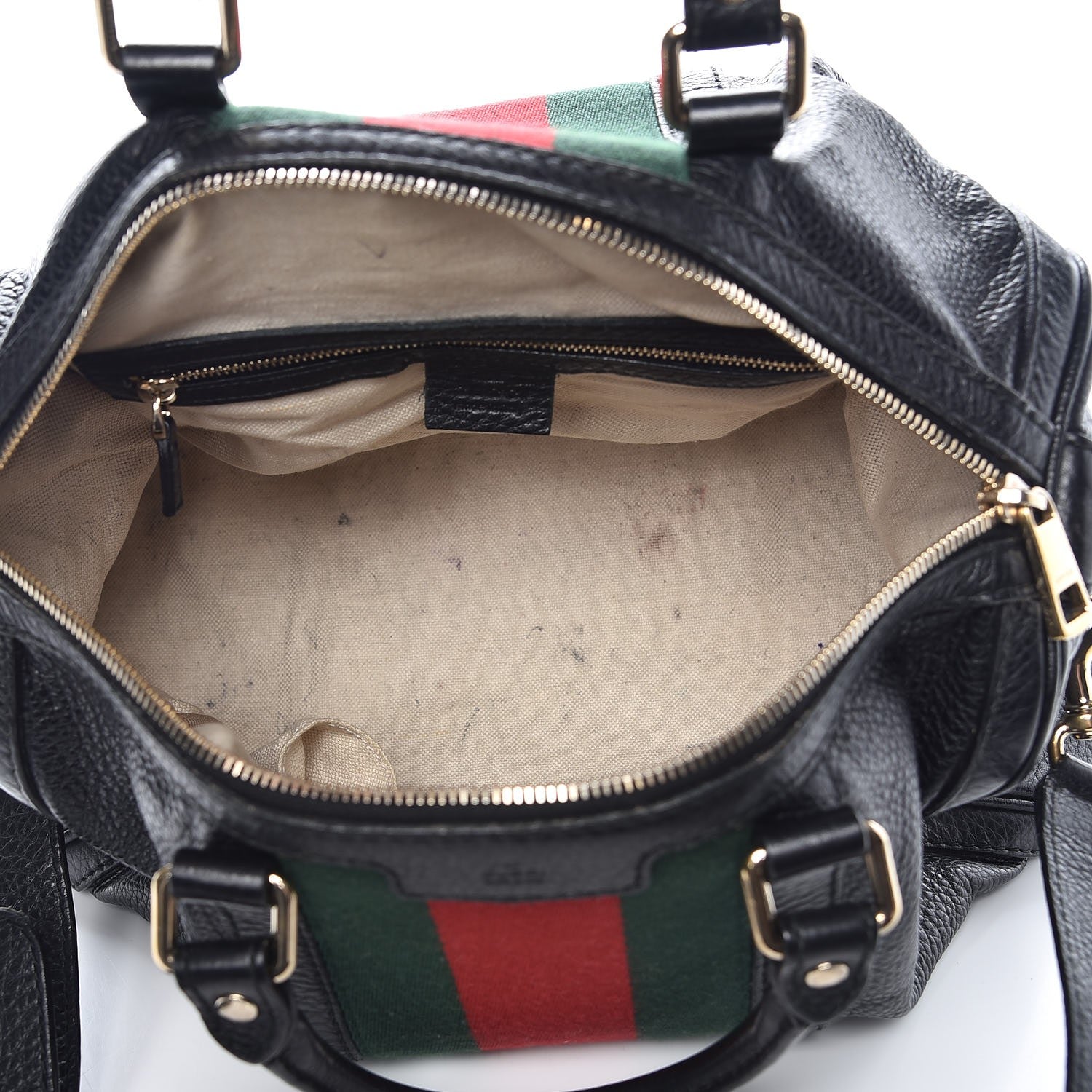 Gucci Calfskin Vintage Web Medium Boston Black 6 of 16