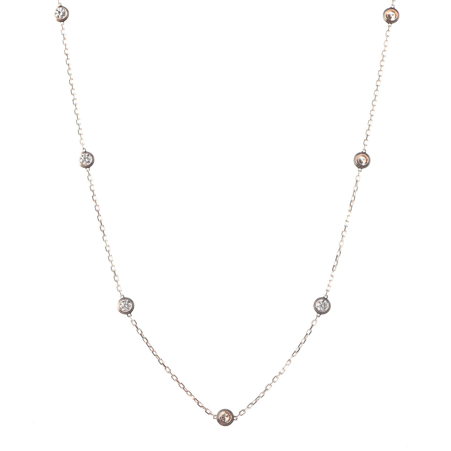 18K Pink Gold 8 Diamond D'Amour Station Necklace
