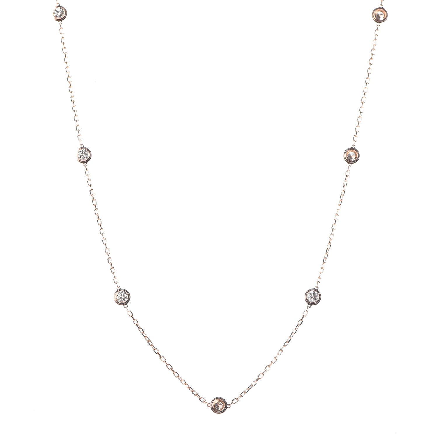 Cartier 18K Pink Gold 8 Diamond D'Amour Station Necklace 1 of 6