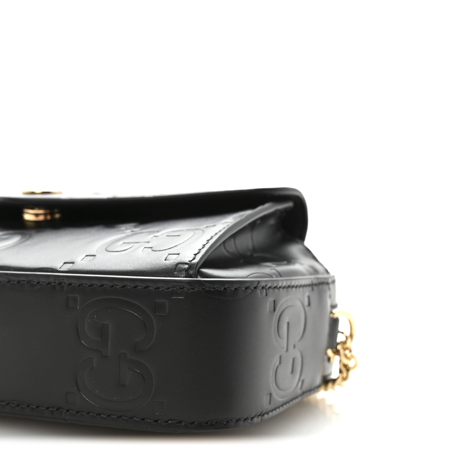 Gucci Calfskin GG Super Mini Debossed Chain Wallet Black 9 of 9