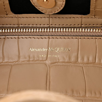 Alexander McQueen Calfskin Crocodile Embossed Mini Shopper Tote Beige 6 of 9