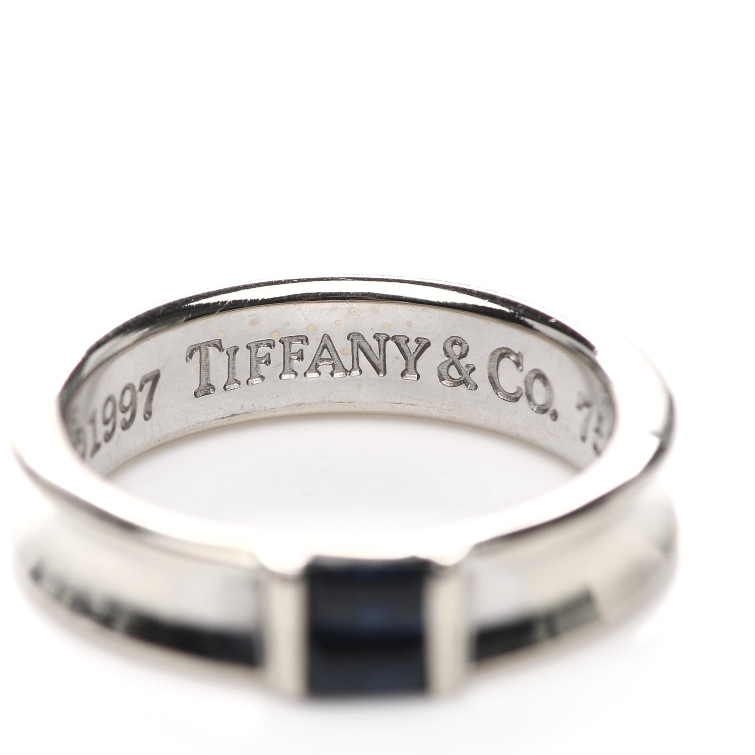 Tiffany 18K White Gold Blue Sapphire Stacking Ring 49 5 4 of 4