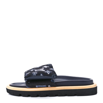 Louis Vuitton Nylon Monogram Womens Pool Pillow Comfort Mules 37 Navy Blue 1 of 8