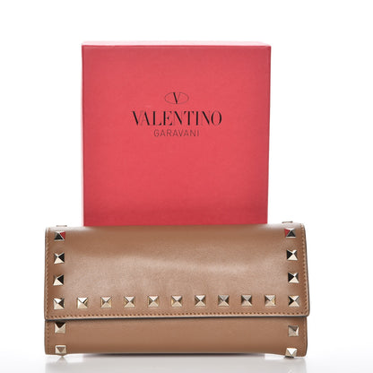Valentino Garavani Calfskin Rockstud Flap Wallet Brown 10 of 10
