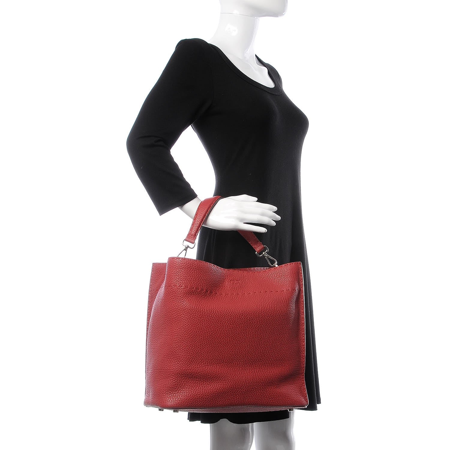 Fendi Cuoio Romano Selleria Large Anna Bucket Bag Rosso 3 of 8