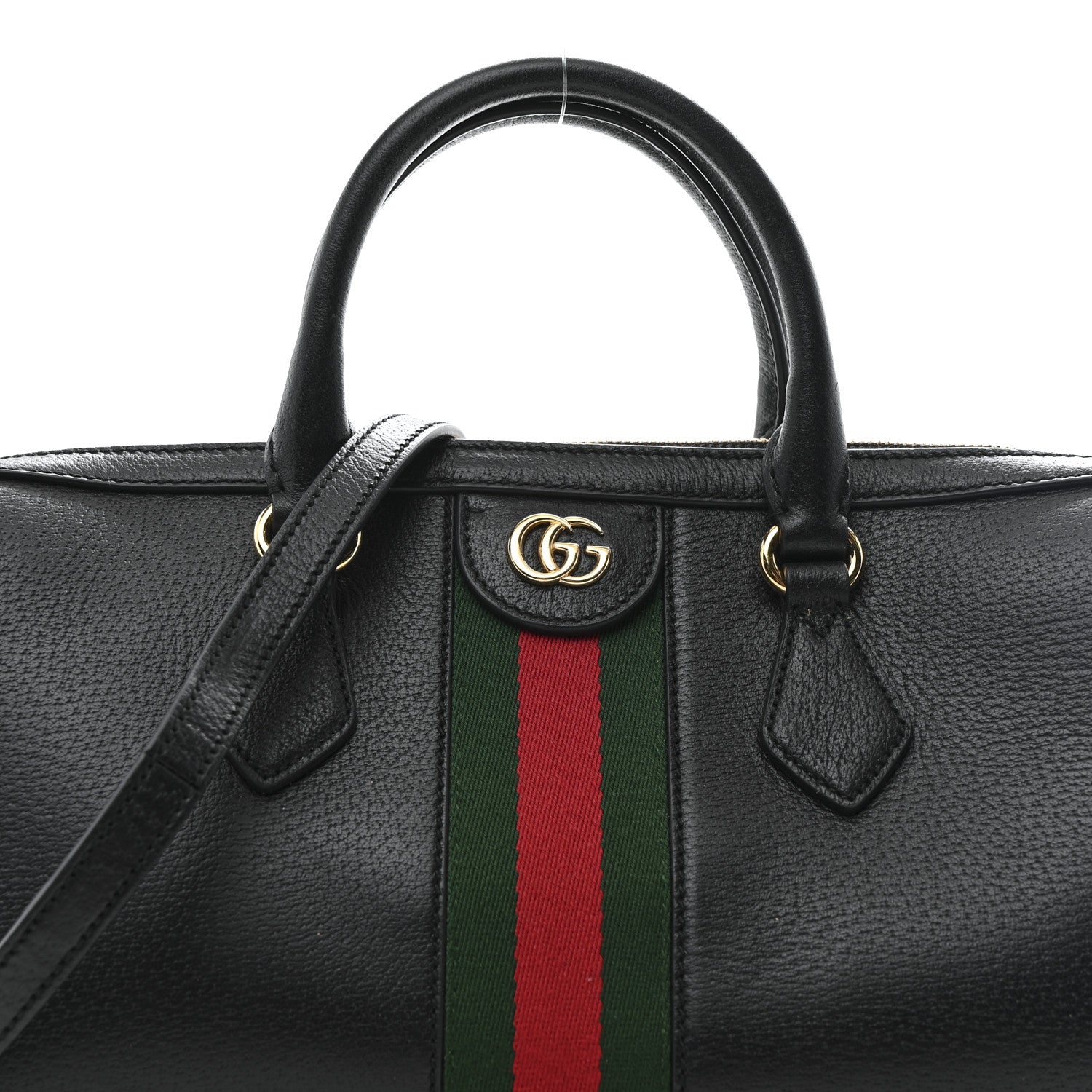 Gucci Textured Dollar Calfskin Web Medium Ophidia Boston Black 8 of 10