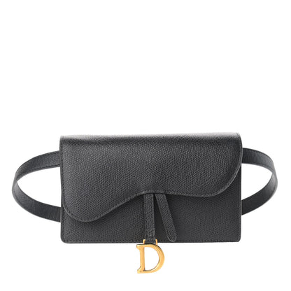 Christian Dior Grained Calfskin Saddle Belt Clutch Black 1 of 11