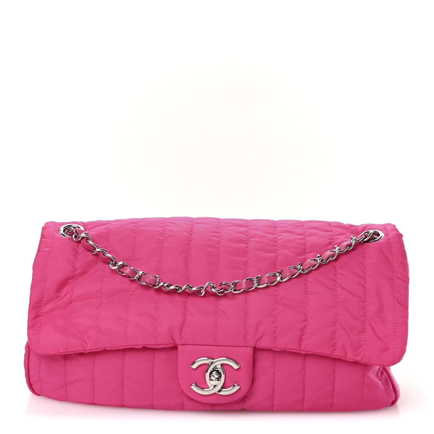 Nylon Vertical Quilted Jumbo Flap Pink