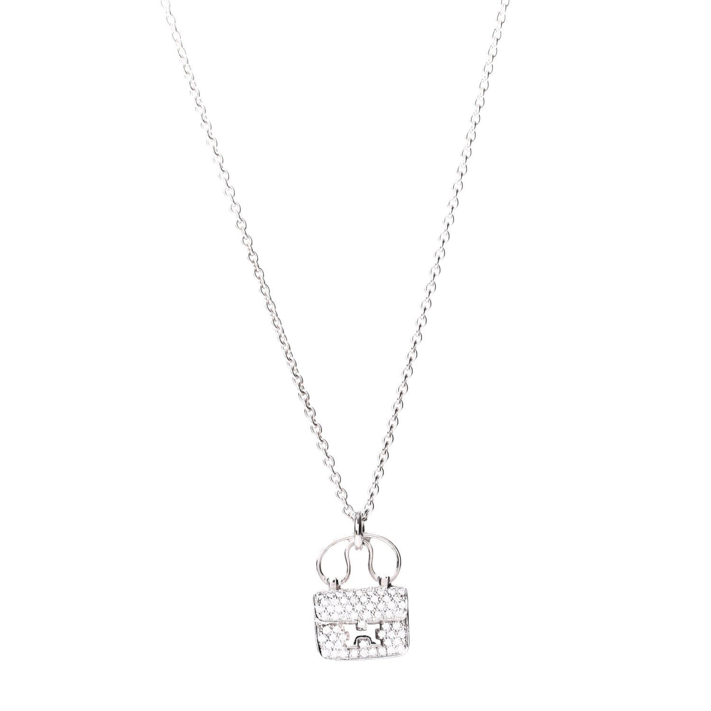 18K White Gold Diamond Constance Amulette Pendant Necklace