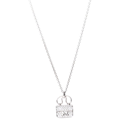 Hermes 18K White Gold Diamond Constance Amulette Pendant Necklace 1 of 7