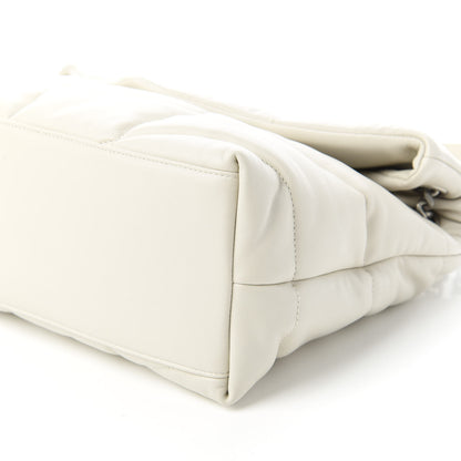 Saint Laurent Lambskin Quilted Medium Loulou Puffer Monogram Chain Satchel Blanc Vintage 7 of 10