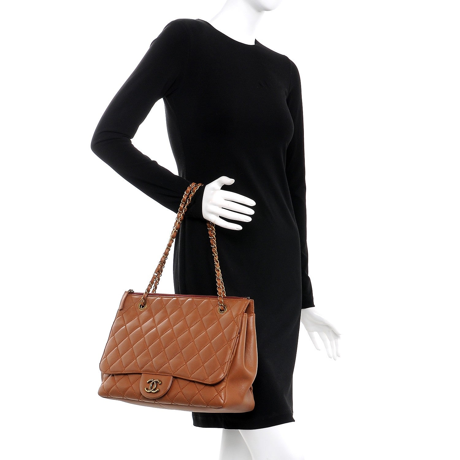 Chanel Lambskin Maxi Blizzard Zip Top Flap Bag Tan 3 of 10