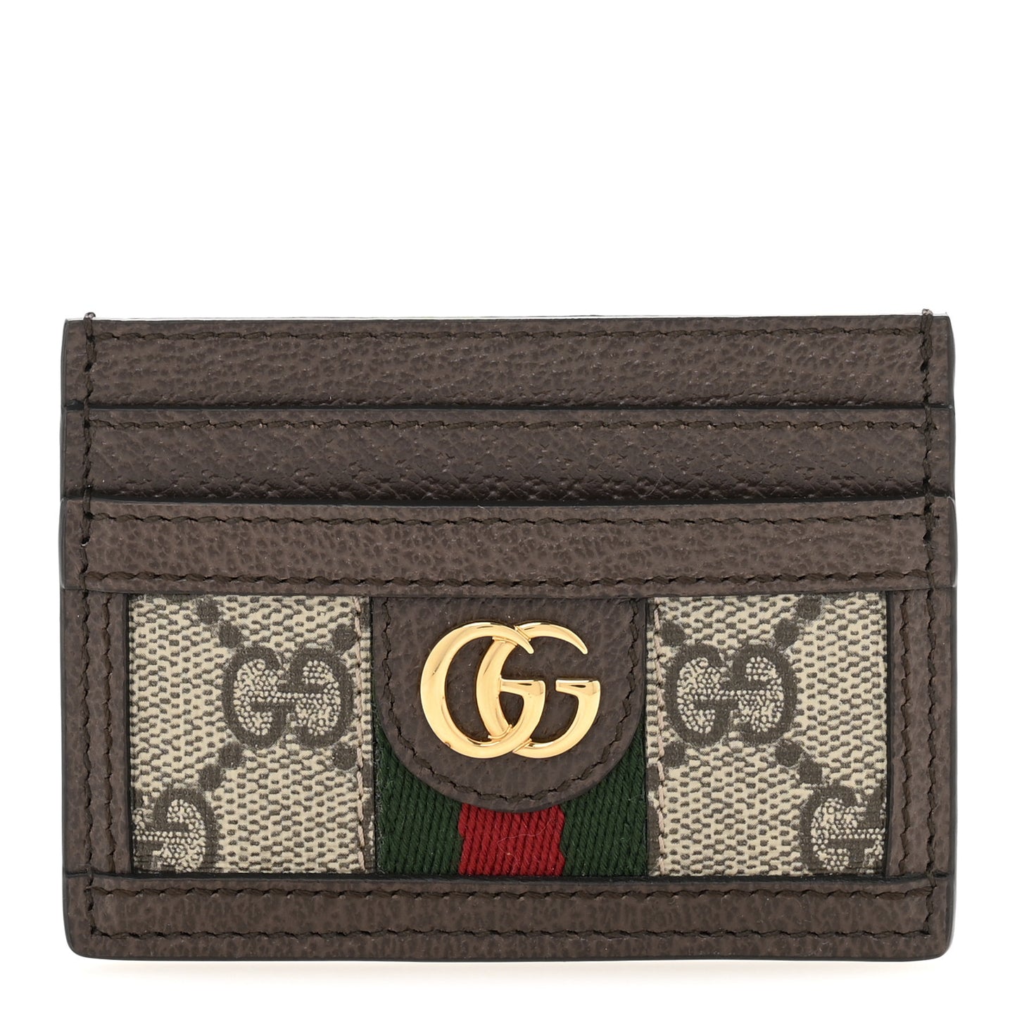 GG Supreme Monogram Ophidia Card Holder Brown