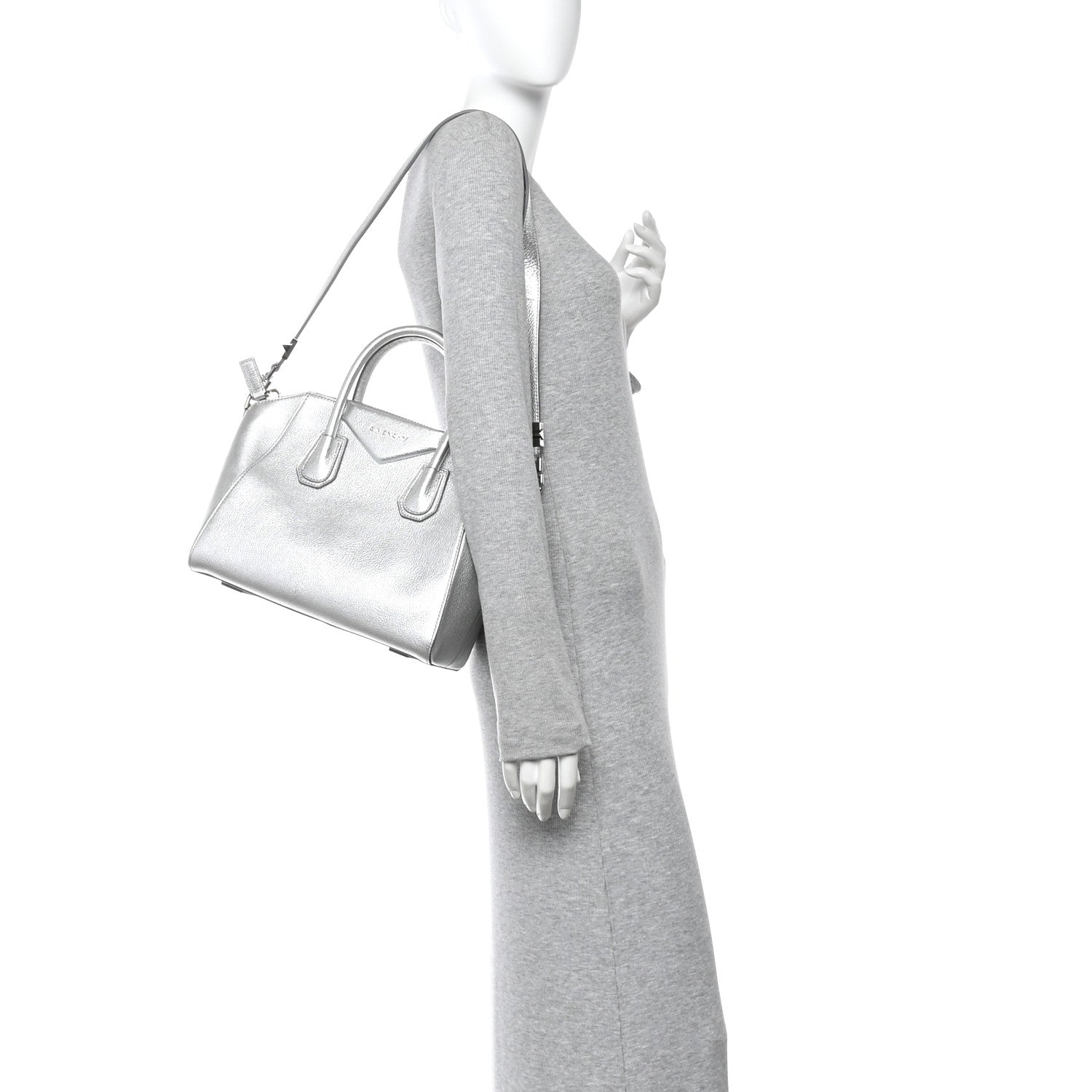 Givenchy Metallic Sugar Goatskin Small Antigona Silver 2 of 10