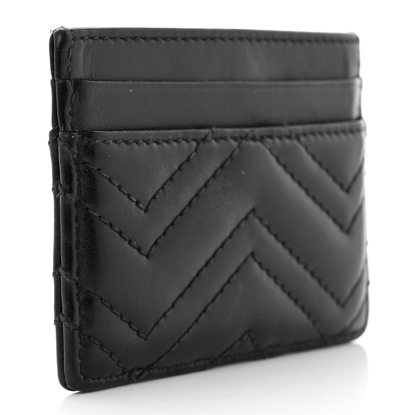 Calfskin Matelasse GG Marmont Card Holder Black