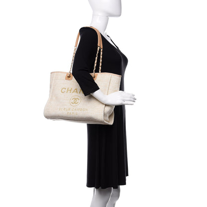 Chanel Canvas Small Deauville Tote Light Beige 2 of 10